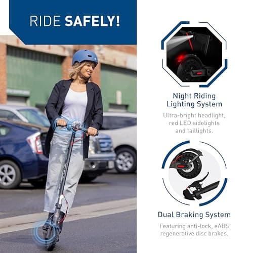 Hiboy S2 Electric Scooter with Phone Holder - 8.5" Solid Tires - Up to 17 Miles Long-Range & 19 MPH Portable Folding Commuting Scooter for Adults with Double Braking System and App (S2) 5