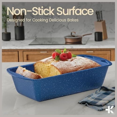 Nonstick Loaf Pan Set Pack of 4, 7" to 11" Large Baking Bread Pan, Oven Safe Up to 450°F, PFOA, PFOS, PTFE Free, Space Saving Stackable Design, Stain Resistant, Dishwasher Friendly, Blue Marble 6