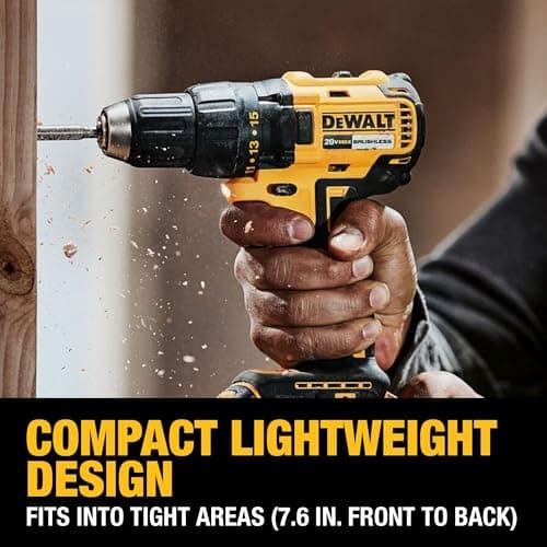 DEWALT 20V MAX Cordless Drill Driver Set, Electric Drill, Brushless 1/2 In 2 Speed, 2.0 Ah Battery and Charger Included, LED Light (DCD777D1) 4