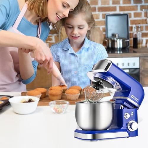 Kitchen in the box Stand Mixer,3.2Qt Mini Electric Food Mixer,6 Speeds Portable Lightweight Kitchen Mixer for Daily Use with Egg Whisk,Dough Hook,Flat Beater (Reflex Blue) 5