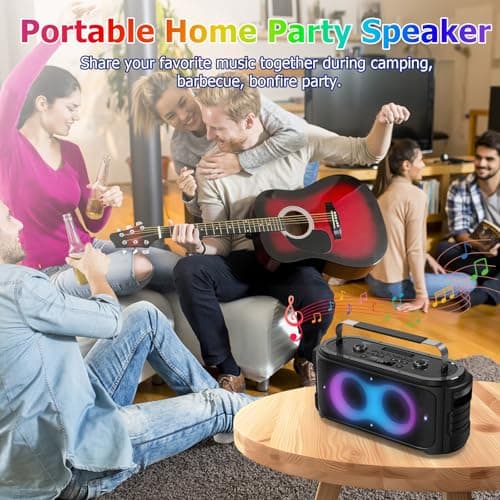 RRNUY Portable Bluetooth Speaker 300W Peak Big Powerful Loud Sound Deep Bass Large Wireless Boombox with Subwoofer DSP Led Light for Home Party Outdoor Gatherings Camping Backyard 7