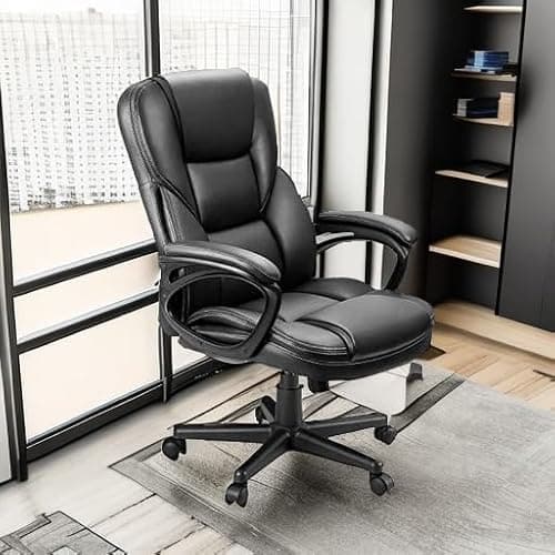 Furmax Office Executive Chair High Back Adjustable Managerial Home Desk Chair, Swivel Computer PU Leather Chair with Lumbar Support (Black) 6