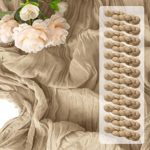 12 Pack Beige Spring Easter Table Runner 10FT Beige Cheesecloth Table Runner 21x120 inch Boho Gauze Cheese Cloth Table Runner Rustic Sheer Table Runner for Party Wedding Bridal Baby Shower Table Decor