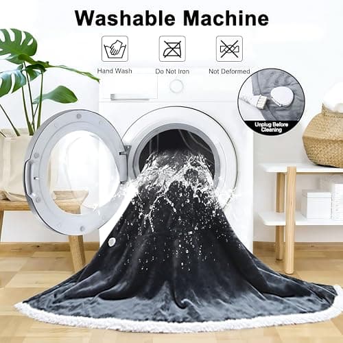 KINGTE Wearable Heated Blanket Portable with Sleeves & Foot Pocket - Electric Snuggle Throw Blanket, 8 Heat Settings, 1-12H Auto Shut-Off, 50"x70"+14" Electric Blanket, for Her/Him/Family 7