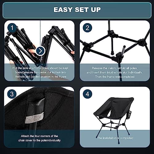 RCCQPP Camping Chairs - Lightweight, Compact, and Folding Chairs Foldable Backpacking Chair - Ultra Durable for Hiking, Beach, Lawn - Aluminum Alloy Frame 6