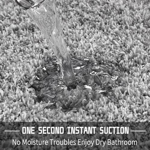 Yimobra Bathroom Rugs Non Slip Washable, Ultra Soft and Water Absorbent Bath Mats, Plush Fluffy Shower Mat Outside, Microfiber Thick Matts for Bathroom Floor/Sink, 24x17, Light Gray and White 7