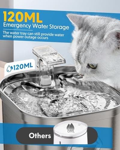 Rantizon Cat Water Fountain, 74oz/2.2L Stainless Steel Pet Water Fountain Dog Water Dispenser, Water Fountain for Cats Inside with Quiet Pump 6
