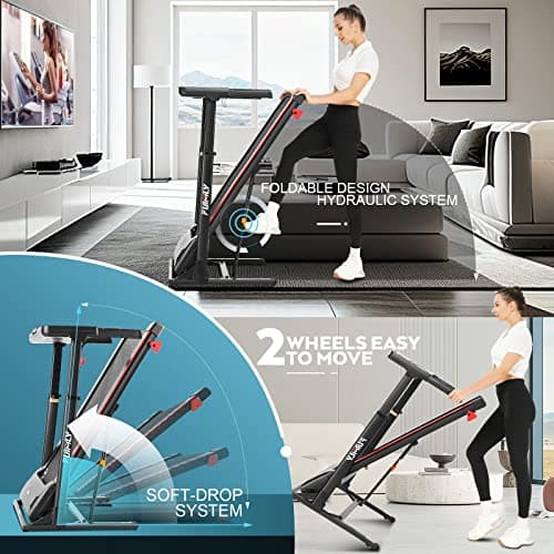 Treadmill with Desk Workstation & Adjustable Height, 350 LBS Weight Capacity, Folding Treadmill with 3 Level Incline, Bluetooth Speaker & App, Portable 3.5HP Walking Pad with Desktop for Home Office 9