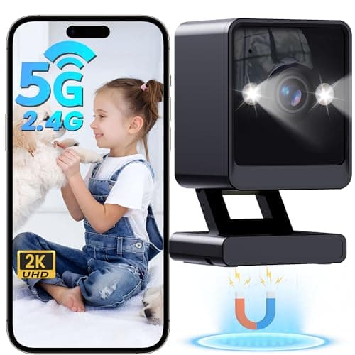vebiliki Indoor Camera, 2K Cameras for Home Security with Color Night Vision & Siren, 2-Way Audio for Pet/Dog/Baby/Nanny, 5GHz&2.4GHz WiFi Camera, Cloud & SD Card Storage, Works w/Alexa, Magnetic Base