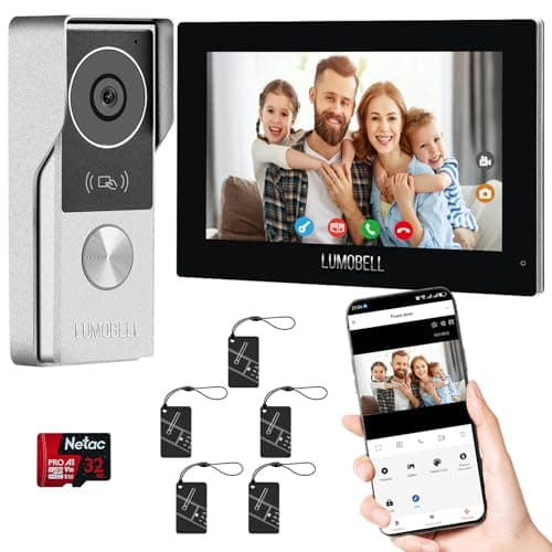 Wired Video Doorbell Camera with Indoor Monitor, Video Intercom System, 7" Touchscreen Display, Night Vision, 130° Wide Angle, Two-Way Talk, Tuya App Remote Unlock, Waterproof, No Monthly Fees