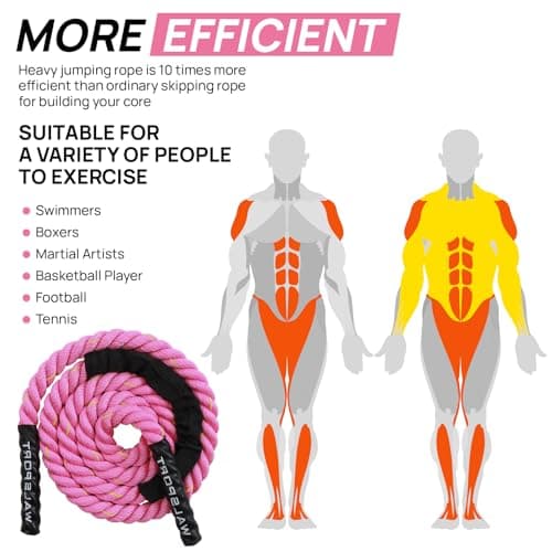 Weighted Jump Rope for Fitness – Heavy Skipping Rope for Women & Adults, Ideal for Home Gym Workouts, Strength Training, Weight Loss, and Boxing (Pink 1.5 lb) 6
