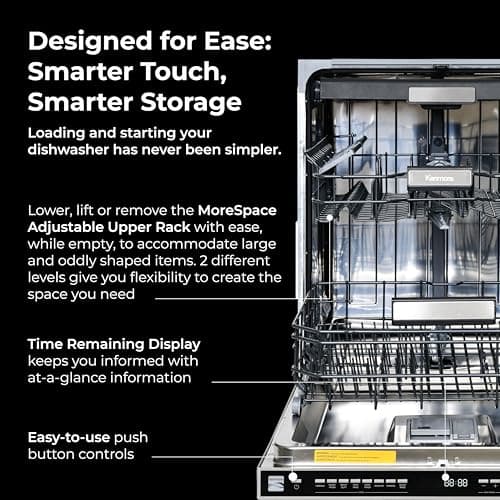 Kenmore 24" Built-In Dishwasher - Quiet Tub with TurboDry, Leak, & SmartWash Soil Detection - 15 Place Settings - 49 DBA - ENERGY STAR Certified - Fingerprint Resistant Stainless Steel 5