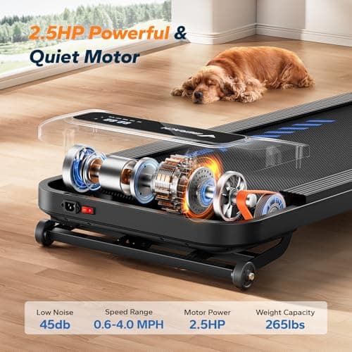 MERACH Walking Pad Treadmill with 9% Auto Incline, 2.5HP Quiet Under Desk Treadmills for Home & Office, Portable Small Treadmill with Magnetic Remote Control, APP, 3 Preset Programs 4