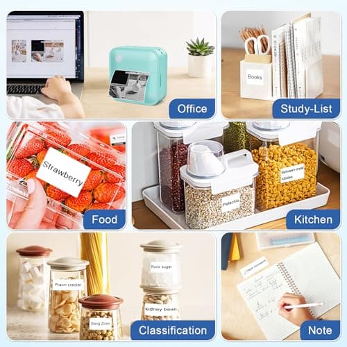 Doobuli Label Maker Machine with Tape - Thermal Label Printer Bluetooth Label Maker Machine, Mini Printer Sticker Maker for Home, Kitchen, School, Office Organization (Dark Green) 7