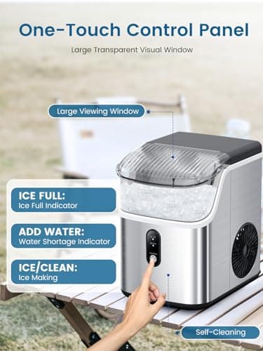 COWSAR Nugget Ice Makers Countertop, Soft Chewable Crushed Ice Maker Machine, Portable Pebble Ice Maker Countertop, 34Lbs/Day, Self-Cleaning, One-Button Operation Ice Machine for Home Kitchen Party 7