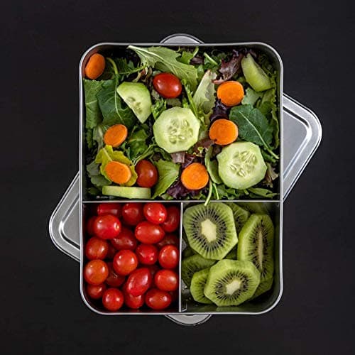 WeeSprout 18/8 Stainless Steel Bento Box (Compact Lunch Box) - 3 Compartment Metal Lunch Containers, for Kids & Adults, Bonus Dip Container, Fits in Lunch Bag & Backpack 9