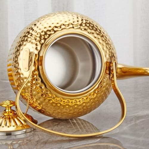 SANQIAHOME Antique 1.2L (40Oz) Stainless Steel Teapot with Infuser Gold 5