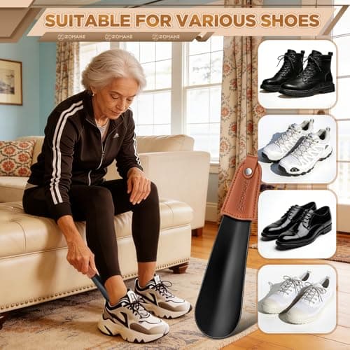 ZOMAKE Metal Shoe Horn,Small Travel Shoehorn for Men Women Kids,6.7'' Portable Shoe Spoon Helper 6