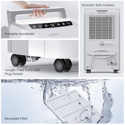 Waykar 34 Pints 2025 Most Efficient Energy Star Dehumidifier for up to 2200 Sq. Ft. for Home and Basement with Auto or Manual Drainage, Quiet 33dB Operation, 0.6 Gal Tank 9