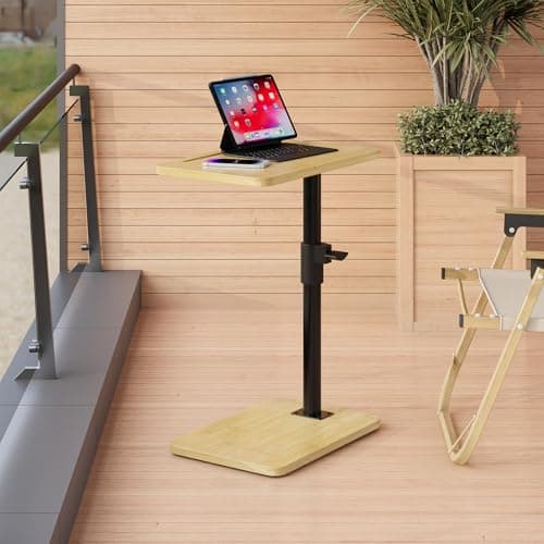 Novamer Sofa Armrest Tray Table - 360° Bamboo Swivel TV Trays - Height Adjustable Side Table for Bed or Chair with Phone and Tablet Slots - End Tables for Small Spaces 8