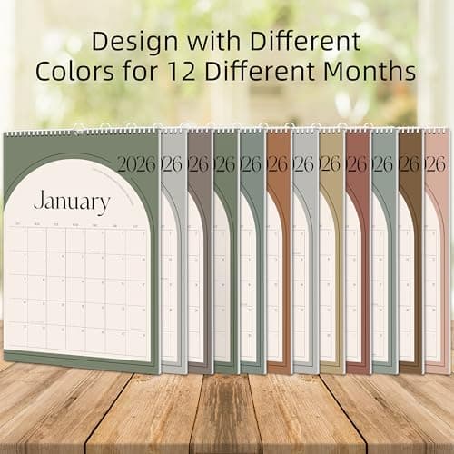 Aesthetic Wall Calendar 2026, 18 Monthly Vertical Calendar January 2026 to June 2027, 15" x 10" Modern Wall Hanging Calendar for School, Home, Office for Monthly Organizing & Planning (Green Vertical) 7