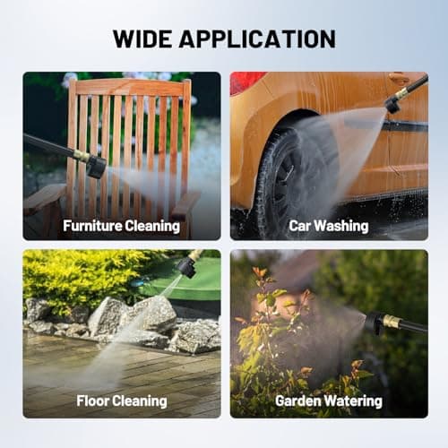 Litheli 20V Cordless Pressure Washer 609 PSI Portable Electric Power Washer with 5-in-1 Nozzl Cannon for Car Floor Fence Wall Cleaning, 4.0 Ah Battery Include 5