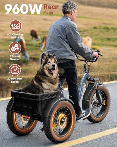 Electric Tricycle for Adults, 960W Max Rear Motor Electric Trike with 48V 648Wh Battery, 20" 6061 Aluminum Folding Ebike Frame, 55 Miles Range Cargo Tricycle with Large Basket, 20MPH 3 Wheel Alaskan A 9