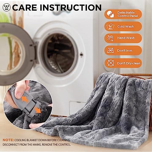 Westinghouse Electric Blanket Full, Faux Fur Heated Blanket with 10 Heating Levels & 1-12 Hours Auto Off, Soft Cozy Sherpa Heated Blanket Washable Blanket (80" x 84" Full Size, Grey) 7