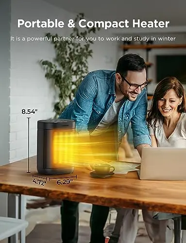 1500W Space Heater for Indoor Use, 2S Fast Heating, Electric Ceramic Heater with Thermostat, 24H Timer, Overheat & Tip-over Protection, for Office Bedroom Use 7