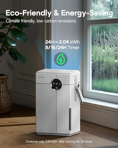 Lacidoll Small Dehumidifier with Drain Hose, 118oz Portable Dehumidifier for RV Camper Bathroom Bedroom Basement Laundry Room, Quiet Dehumidifiers for Home up to 800 sq ft, 7 Colorful Light, White 9