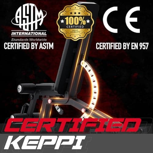 Keppi 1200LB Weight Bench, Heavy Duty Bench1000 PRO Adjustable Workout Bench Press Set for Home Gym Strength Training, Removable Foot Catch for Incline Flat Decline Sit Up Bench for Full Body Fitness 5