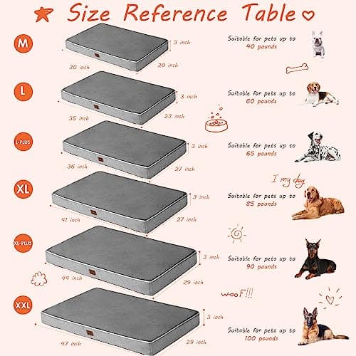 EHEYCIGA Waterproof Dog Bed Orthopedic 35"x23", Memory Foam Pet Bed for Larged Size Dogs, Washable Pet Mat with Removable Cover, Grey 6