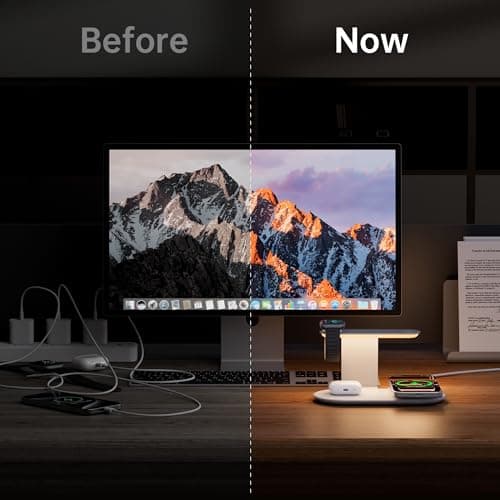 GUSGU 3 in 1 Charging Station for MagSafe Wireless Charger with Three-Level Night Light, 15W Max Fast Charging for iPhone 17/16/15/14/13/, Apple Watch Series 2-11/SE 3/ Ultra 3, AirPods Pro 3-Gray 5