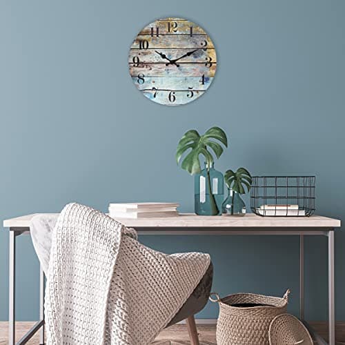 Stonebriar Vintage Farmhouse Wooden 14 Inch Round Battery Operated Hanging Wall Clock 8