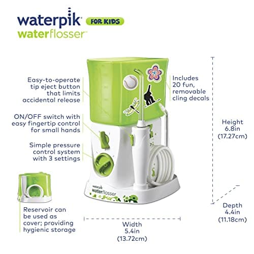 Waterpik Water Flosser for Kids, Countertop Water Flosser for Children and Braces, WP-260, Green 5