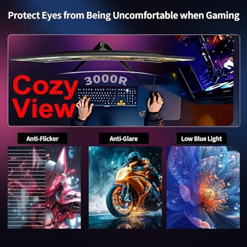 ZZA 24.5 Inch FHD (1920x1080) 120Hz Curved Gaming Monitor, 3000R Curvature VA Panel, 1ms MPRT, AMD FreeSync, Ultra-Thin Bezel, Eye Care, for Esports,PC 8