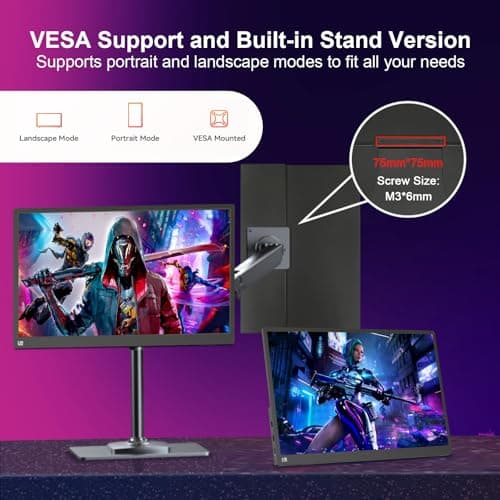 2.5K 100Hz Portable Monitor Touchscreen, 15.6'' QHD 2880x1620 300 Nits 100% sRGB IPS Gaming Monitor w/VESA HDR FreeSync Eye Care USB-C HDMI External Second Screen for Laptop PC Phone Switch PS3/4/5 7