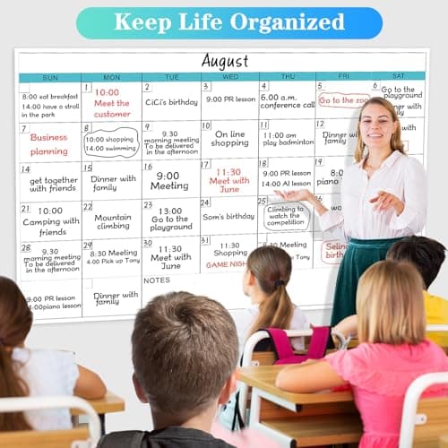 Dry Erase Calendar for Wall - 38" x 58" Extra Large White Board Calendar, One Month Undated Blank Daily Planner, Reusable Laminated 30-Day Task Organizer for Office, Classroom, Home(No Creases) 7