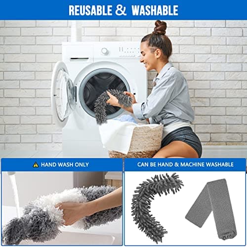 UIMO Microfiber Feather Duster Kit with Extension Pole (30–100") – Bendable Washable Heads, Extendable Dusters for Cleaning Ceiling Fan, High Ceiling, Blinds, Furniture & Cars (5 Pcs) 7