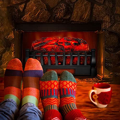 Electric Fireplace Logs Inserts Heater with Infrared Remote Controller 5 Flame Brightness 24 H Timer Overheating Protection for Home and Office Decor Black 7
