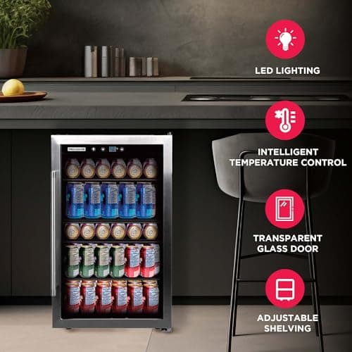 Frigidaire EFMIS155 Beverage Refrigerator, 126 Cans-Full Stainless Steel 6