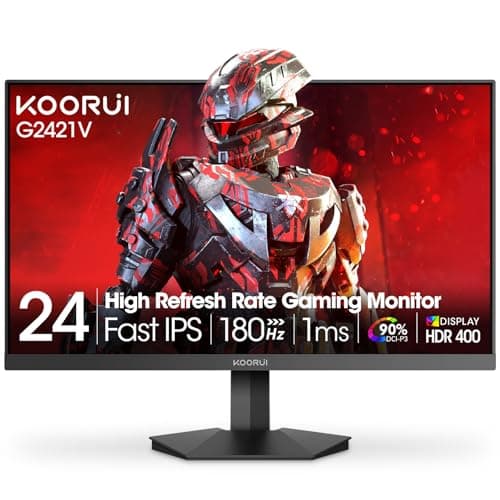 KOORUI 24" Gaming Monitor,180Hz 1ms Fast IPS Monitor, 1440P HDR400 Display, 90% DCI-P3 Color Gamut, Adaptive Sync, Slim Frame, VESA Mountable, HDMI 2.0, DP 1.4, G2421V