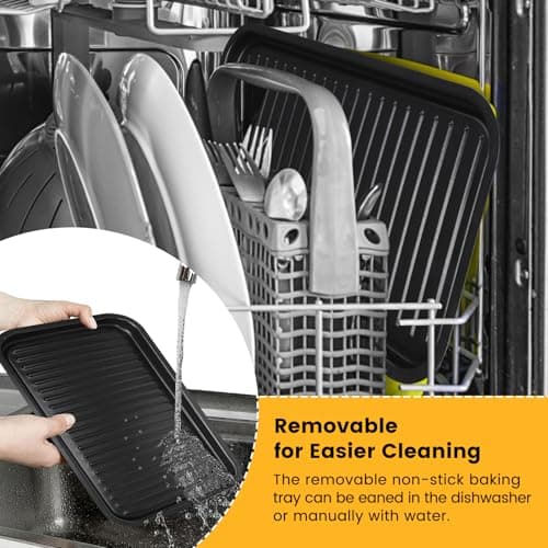 Electric Indoor Grill 1500W, YOHAWJAN 2 in 1 Smokeless Indoor Grills with Non-stick Removable Grill & Griddle Plate, Temperature Control, Portable Korean BBQ Grill with 3 Raclette Cheese Pans 8