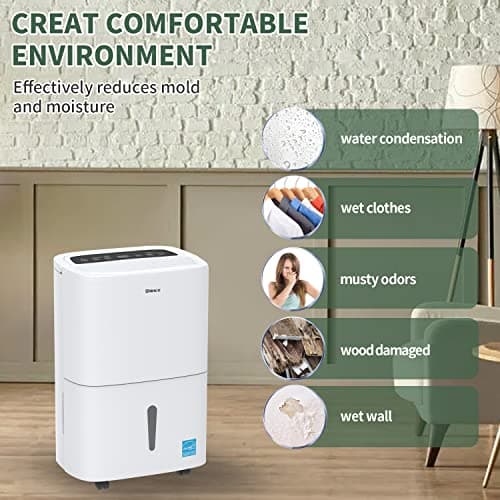 Shinco 7,000 Sq.Ft Energy Star Dehumidifier with Pump and WIFI, Ideal for Large Industrial Rooms and Home Basements, Efficient Moisture Removal and Humidity Control, 1.85 Gallons Water Tank 8