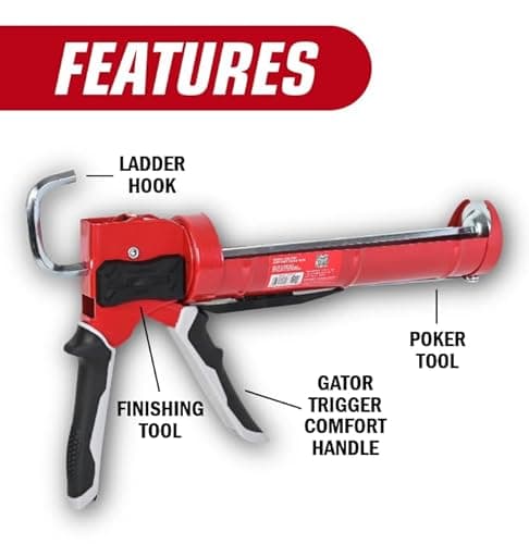 Newborn 930-GTD Drip-Free Smooth Hex Rod Cradle Caulking Gun with Gator Trigger Comfort Grip, 1/10 Gallon Cartridge, 10:1 Thrust Ratio 6