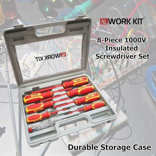 TOHOME 8-Piece 1000V Insulated Screwdriver Set, Magnetic Tips 3-Piece Phillips and 4-Piece Slotted CR-V Screwdriver Set, 1 Piece Electric Pen with Case 6