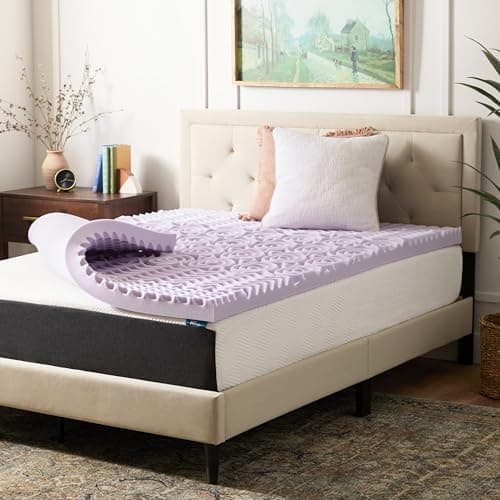 LUCID Lavender Infused 3 Inch Memory Foam Mattress Topper with 5 Zones – California King Size – Plush Feel – CertiPUR Certified – Dorm Room Essentials