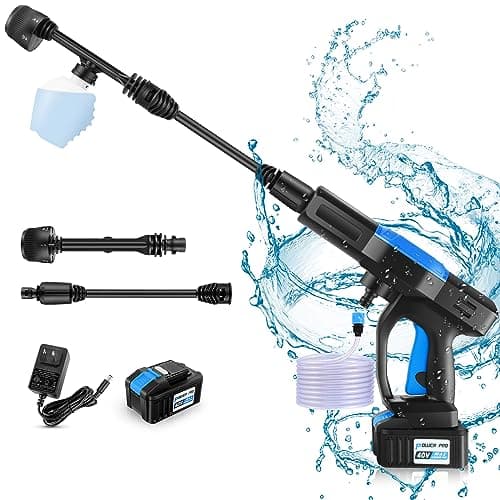 Homdox Cordless Pressure Washer w/ 40V Battery, 1300 PSI Cordless Power Washer Battery Powered, Portable Pressure Washer w/ 6-in-1 Nozzle, Soap Container, Charger Included (Black&Blue)