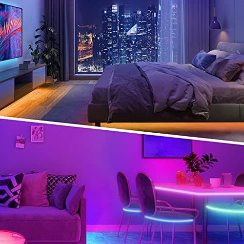 KSIPZE Led Strip Lights RGB Music Sync Color Changing Led Lights with Smart App Control Remote Led Lights for Bedroom Room Lighting Flexible Home Décor 6