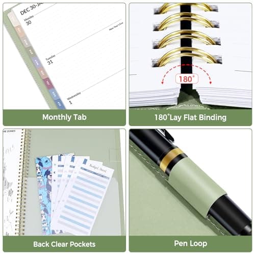 SUNEE 2025 Weekly & Monthly Planner 6.4"x8.5"- 12 Month (January 2025 - December 2025), Vegan Leather Cover, Pocket, Bookmark, Notes, Monthly Tab 5